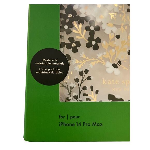 New Kate Spade iPhone 14 Pro Max Black Gold White Phone Case - Picture 6 of 6
